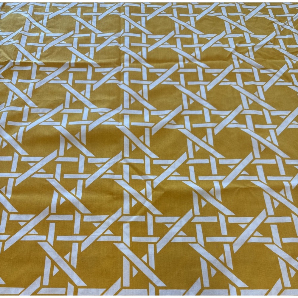 VTG Sheet 1970s Basket Weave Lattice Mustard Yellow Percale Twin Flat MCM Pennys
